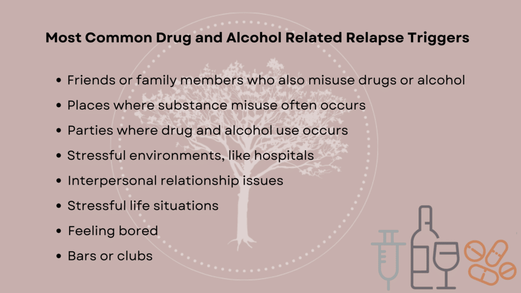 Most common drug and alcohol related relapse triggers